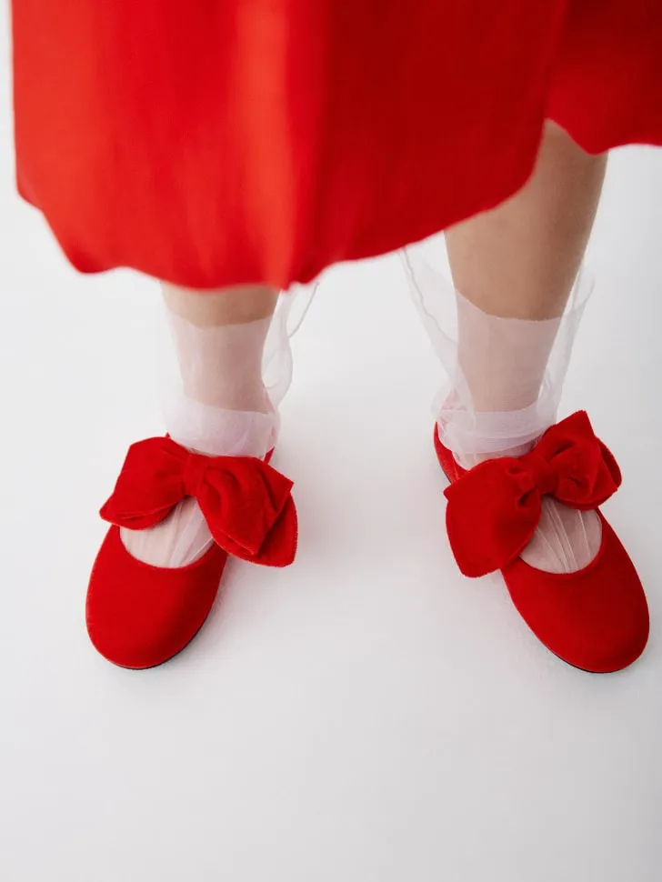 Бархатные балетки с бантом, арт. 12717