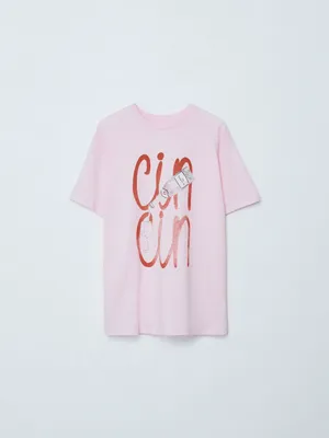 Домашнее платье-футболка оверсайз с принтом, арт. 12721