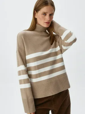 Джемпер с воротником-стойкой с содержанием шерсти, арт. 12724