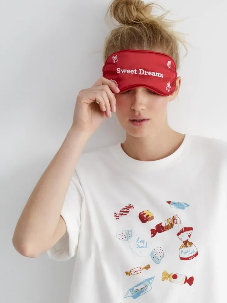 Сатиновая маска для сна, красный, арт. 12740