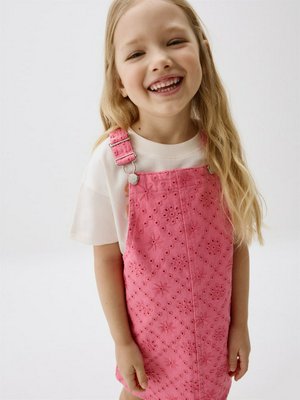 Джинсовый сарафан с вышивкой, розовый, арт. DV202305