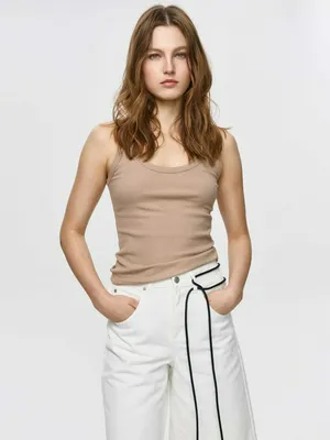 Базовый топ в рубчик, бежевый, арт. ART2023BEIGE