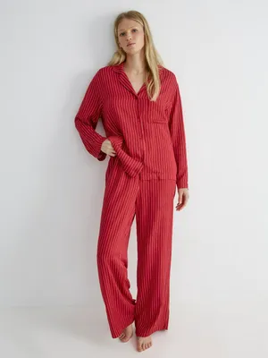 Домашние брюки в полоску, красный, арт. 12762