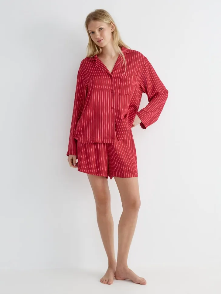Домашние шорты в полоску, красный, арт. 12767