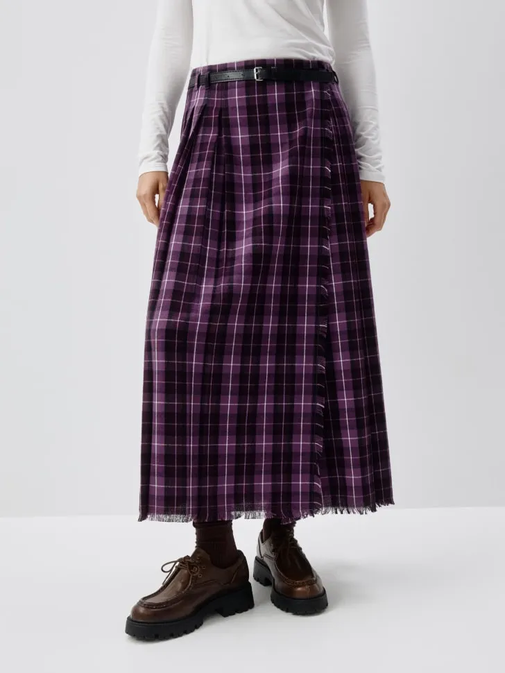 Юбка миди на запах в клетку, фиолетовый, арт. 12770