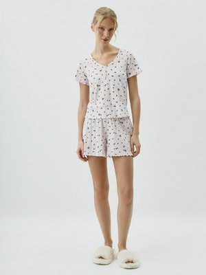 Пижамные шорты с принтом, молочный, серый, арт. PJS2023