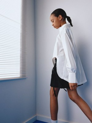 Школьная блузка из хлопка и модала для девочек, арт. 12776