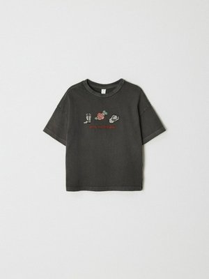 Футболка с принтом для девочек, темно-серый, арт. ART12345