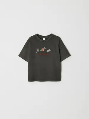 Футболка с принтом для девочек, темно-серый, арт. ART12345