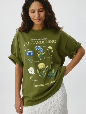 Футболка оверсайз с принтом, оливковый, арт. ART001