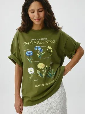 Футболка оверсайз с принтом, оливковый, арт. ART001