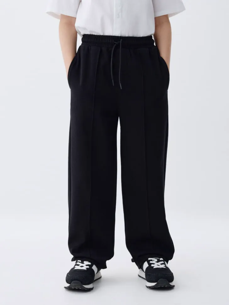 Прямые брюки на резинке для мальчиков, черный, арт. 12796