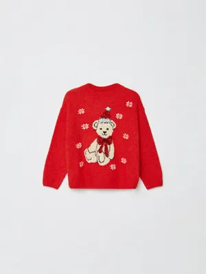 Вязаный новогодний джемпер для девочек, арт. 12800