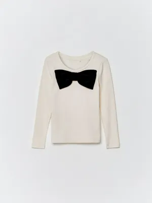 Лонгслив с бантом для девочек, арт. 12801