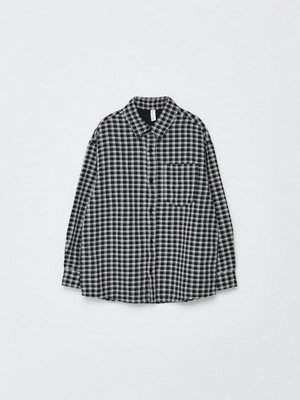 Рубашка из фактурной ткани в клетку, черный, белый, арт. 12805
