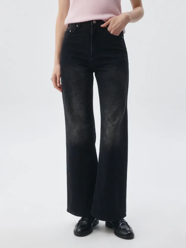 Джинсы WIDE LEG, черный, арт. 12807
