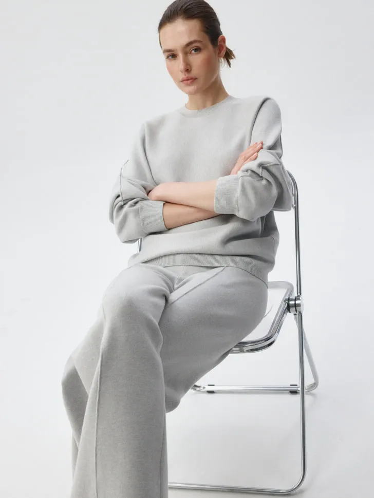 Вязаный джемпер жаккардовой вязки, серый, арт. 12813