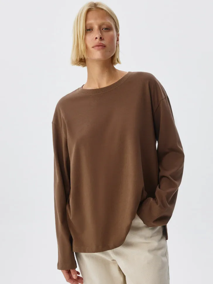 Лонгслив ANNA Oversize Fit, коричневый, арт. 12817