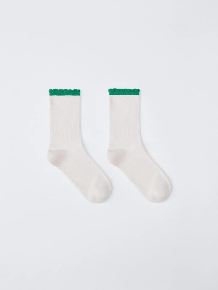 Носки с фигурной окантовкой, белый, арт. 12825