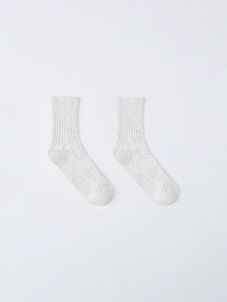 Высокие носки в рубчик, белый, арт. 12827