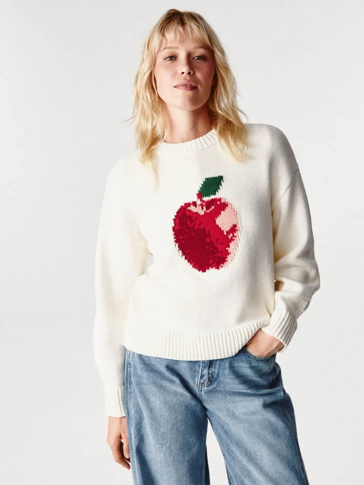 Вязаный джемпер с вышивкой, белый, арт. 12836
