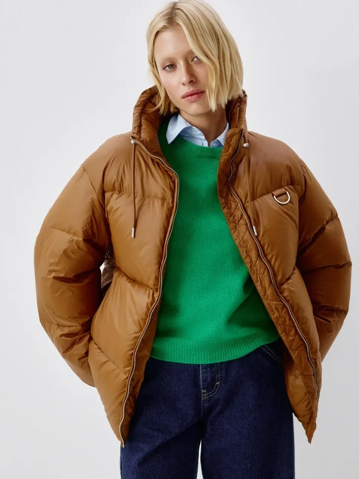 Стеганая куртка с натуральным утеплителем пух-перо, коричневый, арт. 12842