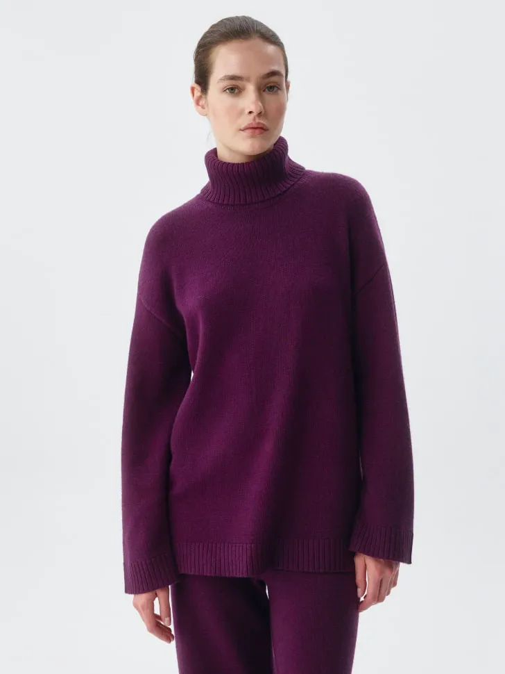Вязаный джемпер с содержанием шерсти ангоры, фиолетовый, арт. 12843