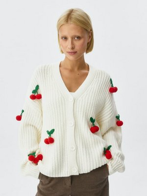 Вязаный кардиган с объемным декором, арт. 12844