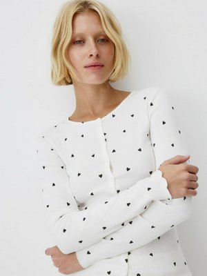 Трикотажная пижама в рубчик с принтом, арт. 12850