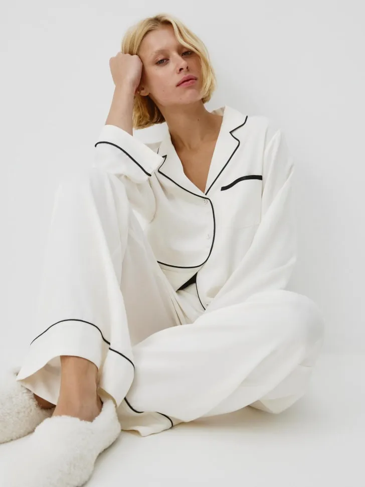 Пижама из сатина, белый, арт. 12851