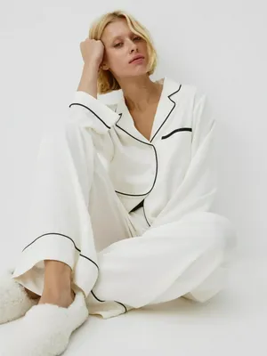 Пижама из сатина, белый, арт. 12851