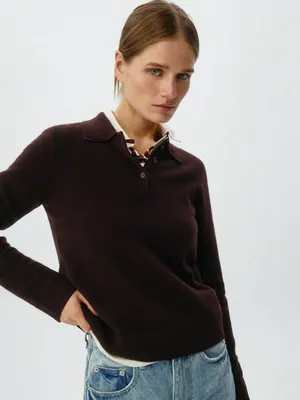 Вязаный джемпер-поло из шерсти, арт. 12856