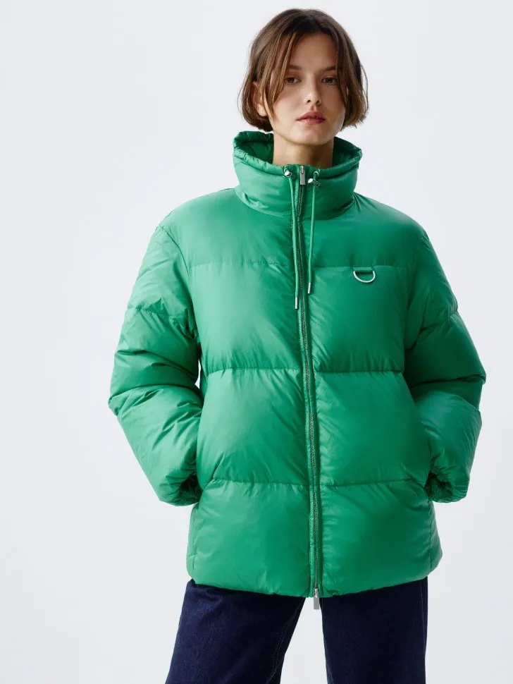 Стеганая куртка с натуральным утеплителем пух-перо, зеленый, арт. 12861