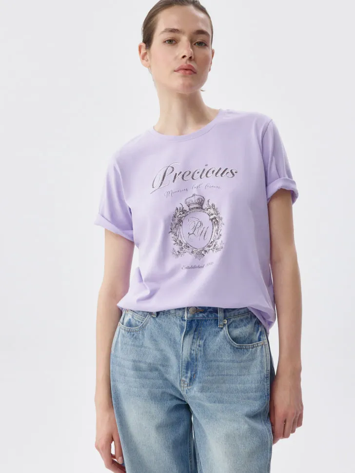 Футболка с принтом, фиолетовый, арт. 12872