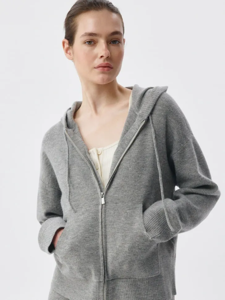 Вязаный зип-худи с содержанием шерсти, серый, арт. 12891