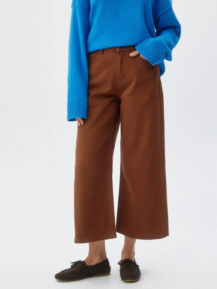 Укороченные джинсы-кюлоты, коричневый, арт. 12894