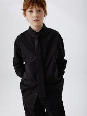 Рубашка из поплина с галстуком, черный, арт. art00123