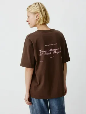 Футболка оверсайз с текстовым принтом, арт. 12907