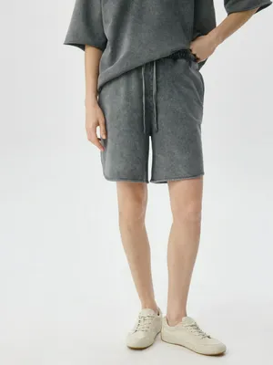 Шорты из футера с эффектом кислотной стирки, арт. 12938