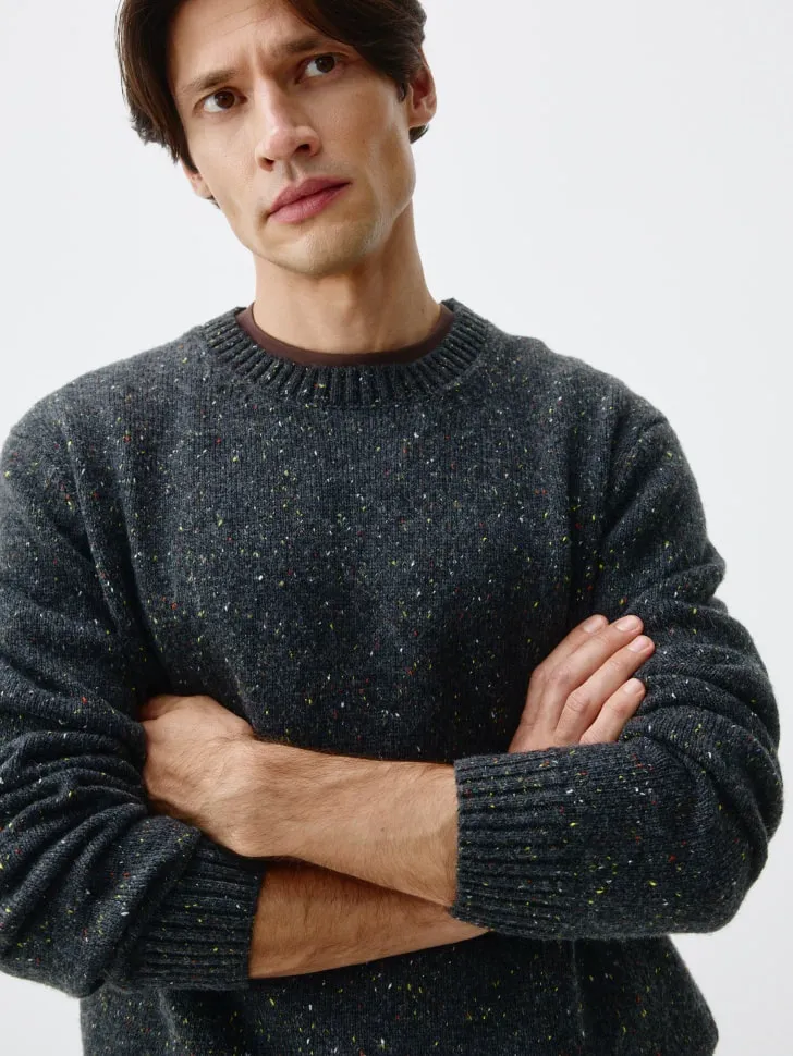 Вязаный джемпер из смесовой шерсти, серый, арт. 13019