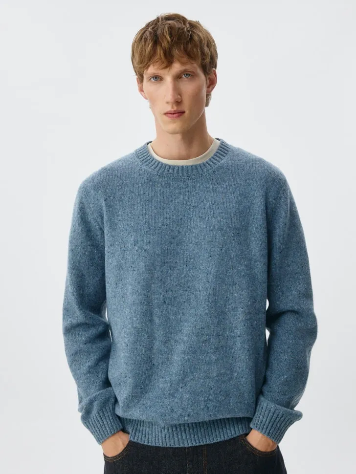 Вязаный джемпер из смесовой шерсти, синий, арт. 13024