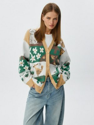 Вязаный кардиган с принтом, арт. 13034