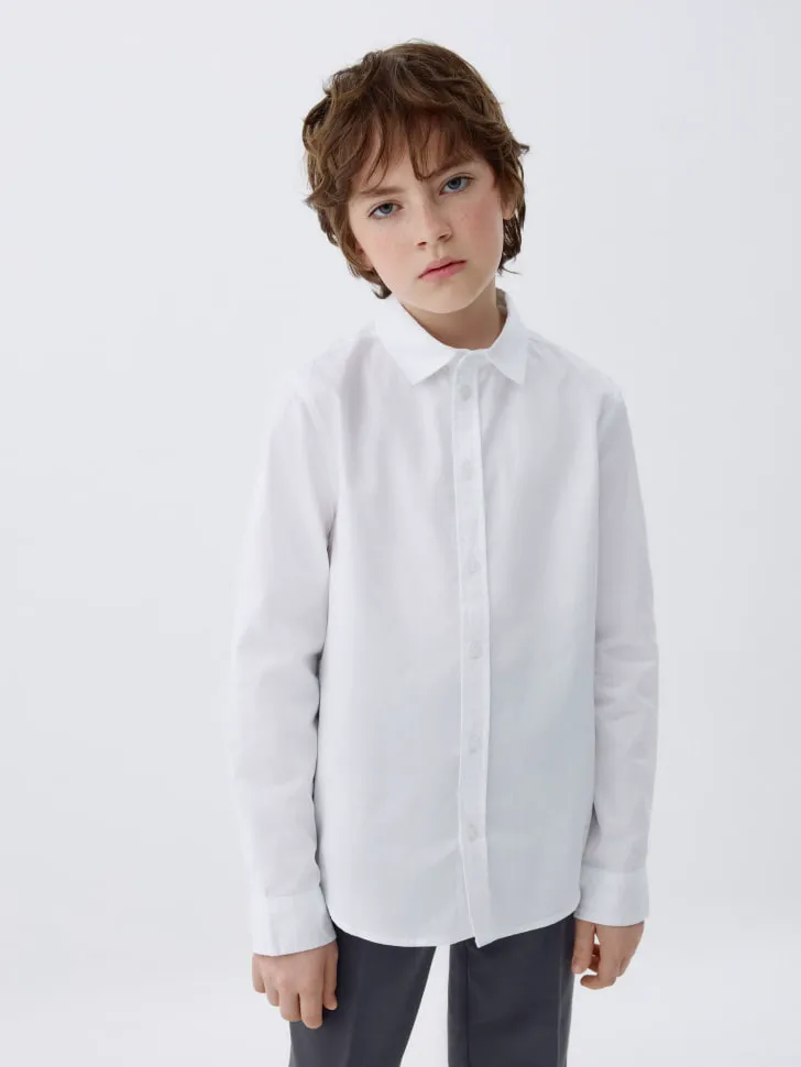 Классическая рубашка из твила для мальчиков, белый, арт. 13046