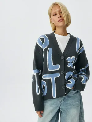 Вязаный кардиган с принтом, арт. 13054