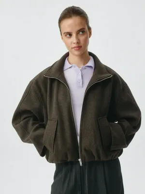 Короткое полупальто из драпа, коричневый, арт. Неизвестен