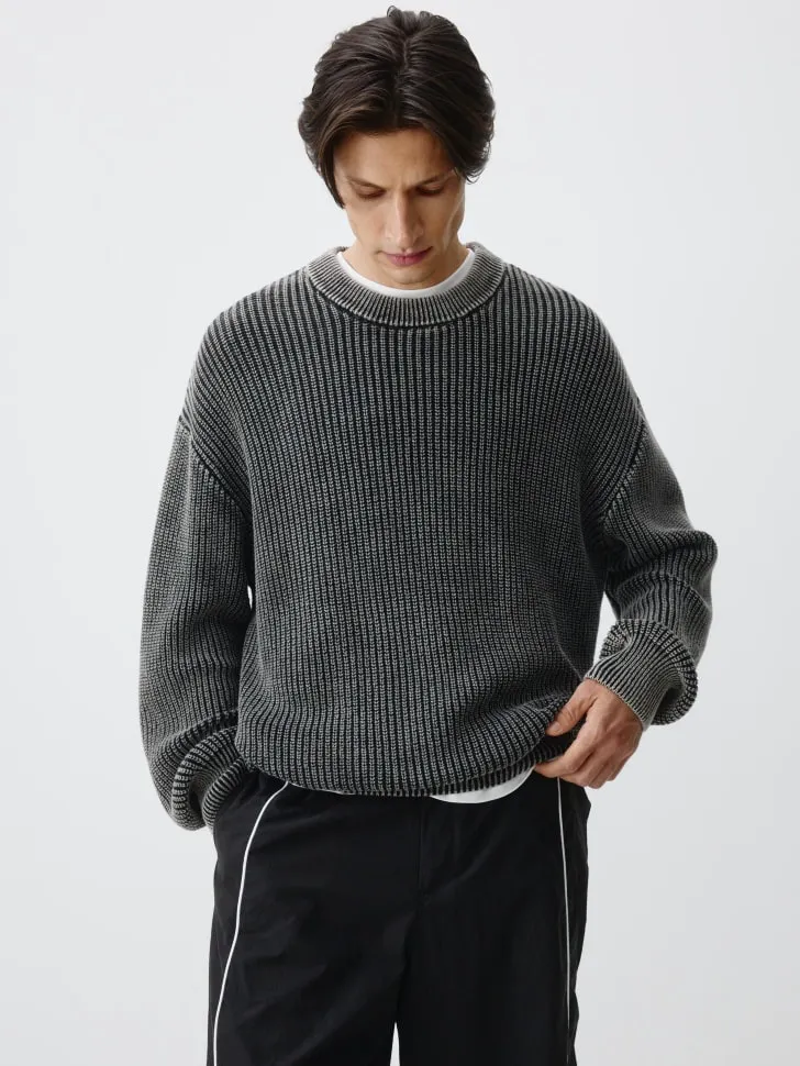 Вязаный джемпер с эффектом стирки, серый, арт. 13067