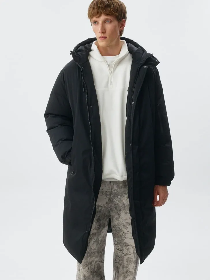 Длинное пальто оверсайз с капюшоном, черный, арт. 13068