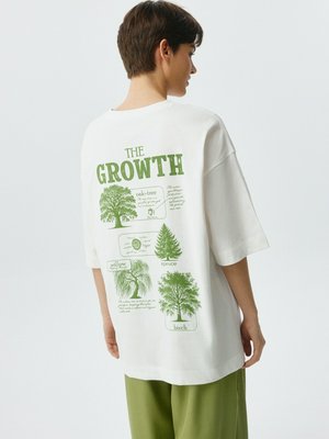 Футболка оверсайз с принтом, молочный, зеленый, арт. OSF001