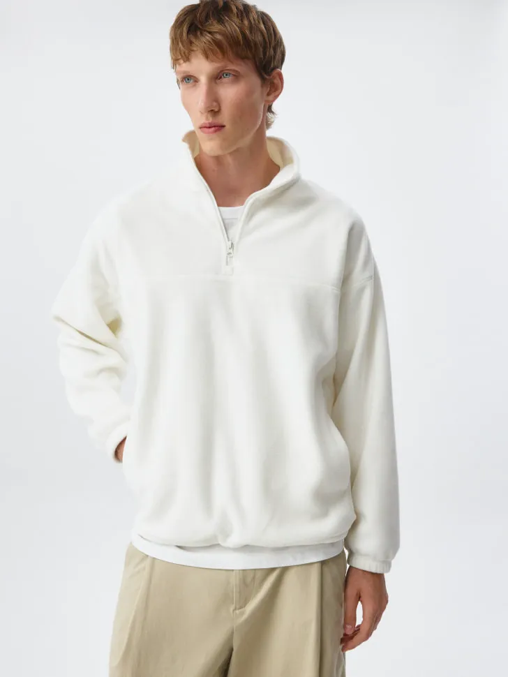Флисовая толстовка Oversize fit, белый, арт. 13081