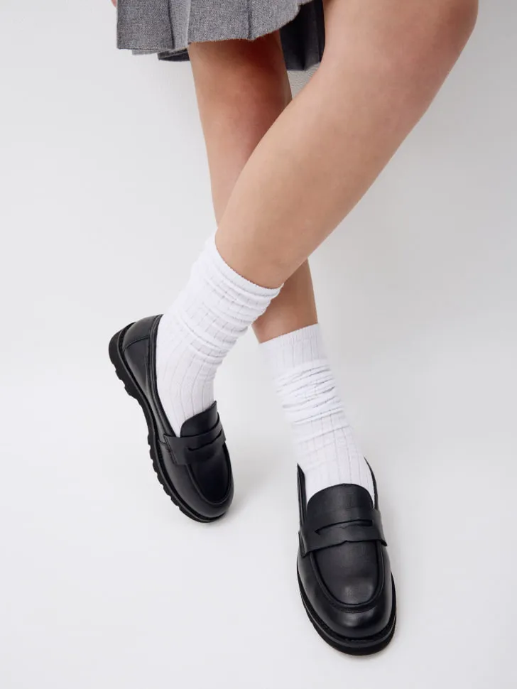 Пенни-лоферы из натуральной кожи, черный, арт. 13088